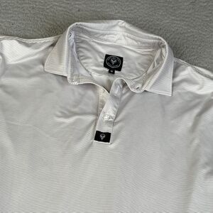 GOOD BOY Golf Polo Shirt Mens M Gray White Striped Long Sleeve Performance
